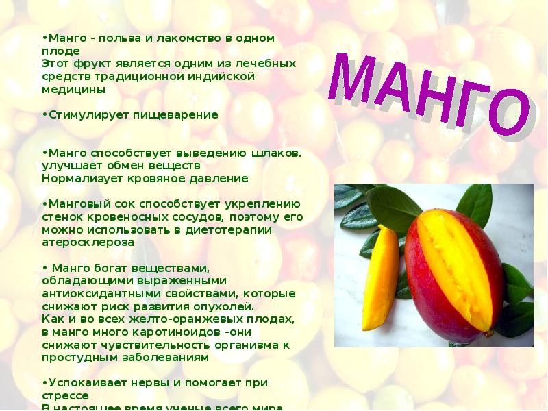 Манго: полезные свойства фрукта, вред, калорийность, рецепты