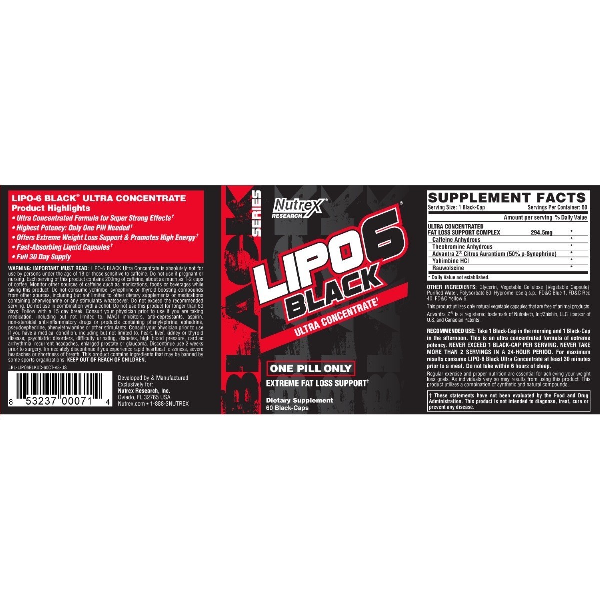 Жиросжигатель nutrex lipo 6 black extreme potency (us) -120 капсул