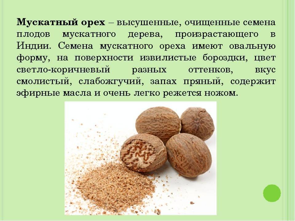 Мускатный орех молотый — состав, свойства и применение в кулинарии и народной медицине