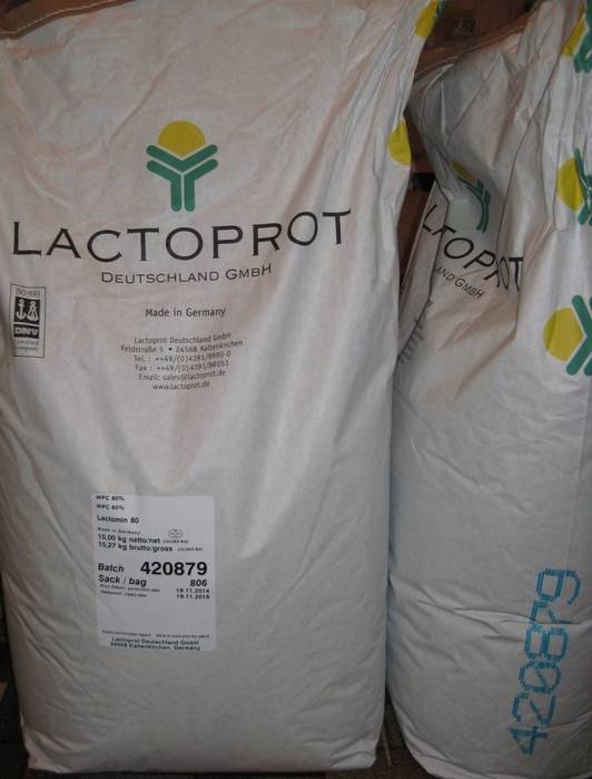 Сырьевой протеин, выпускаемый немецким производителем Lactoprot под коммерческим названием Лактомин 80, применяется в изготовлении разнообразных продуктов